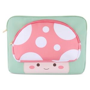 MimiCoco Mint and Pink Mushroom Laptop Sleeve